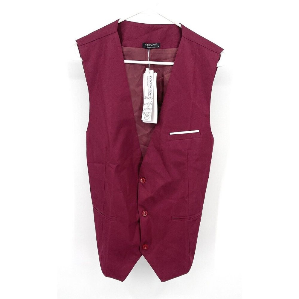 Coofandy Men's V-Neck Suit Vest Burgundy‎ Size Small NWT
